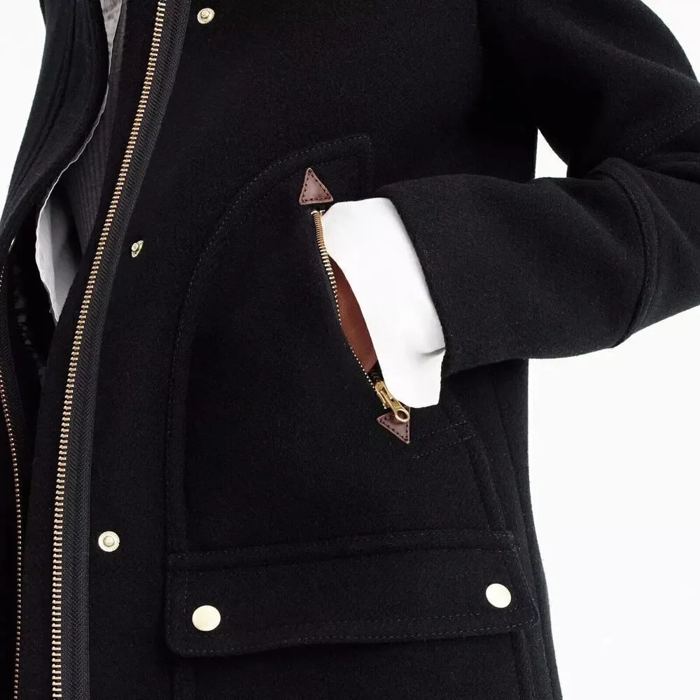 J. Crew Chateau Parka in Italian Stadium-Cloth Black 2 - Picture 7 of 12